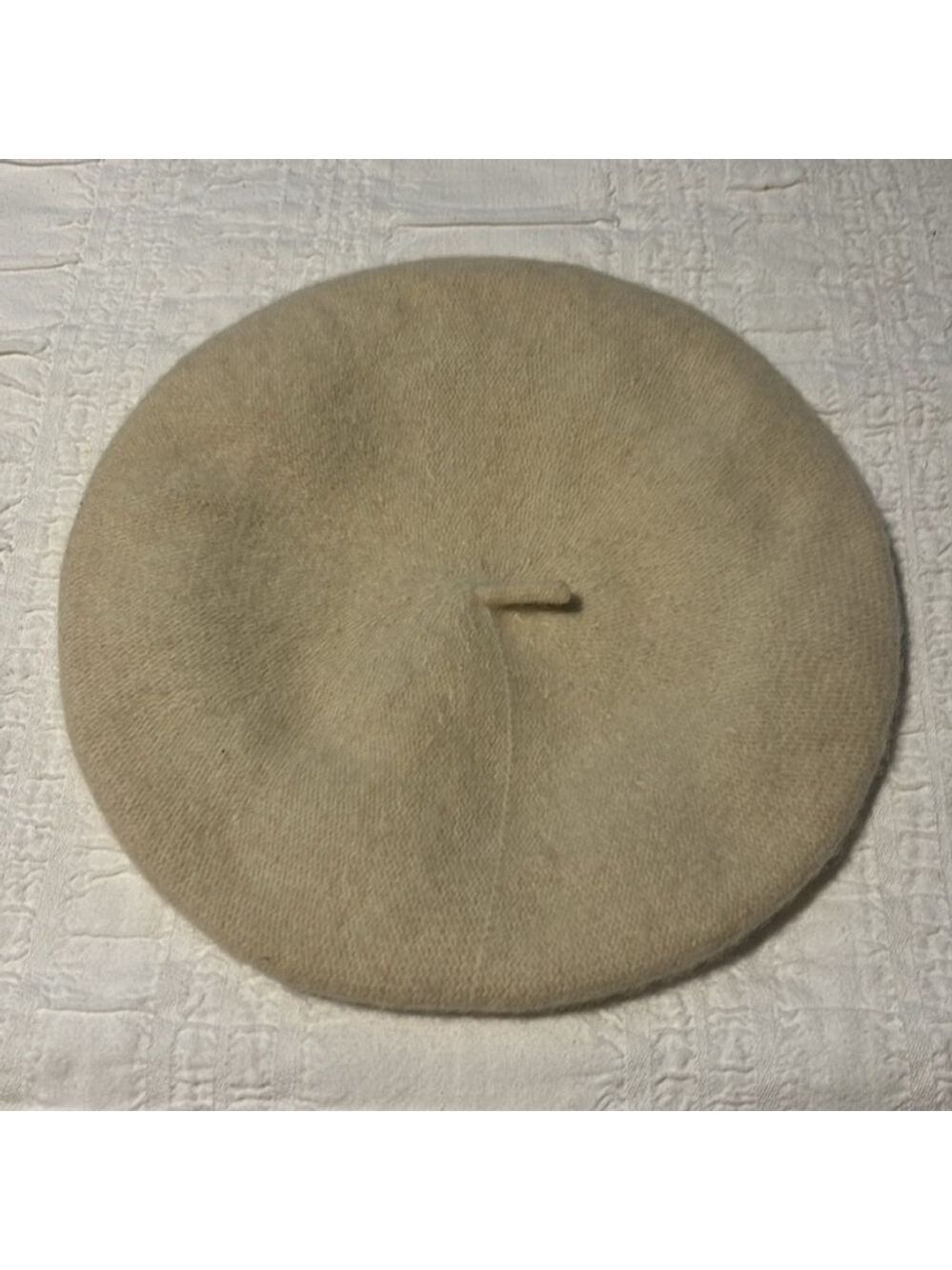 WOOL beret tam hat cream colour 100% wool OS fits most French hat retro style - Picture 2 of 7